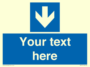 Custom Directional signage blue down arrow 